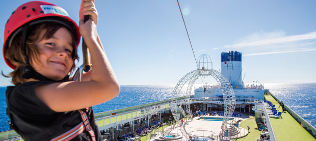 Zip-line on Pacific Jewel