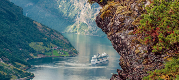 Cruise ship in Norway fjords