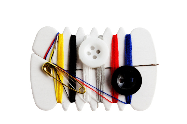 A portable sewing kit.