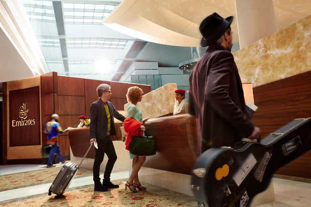 Passengers checking-in at the Emirates Business Class counters