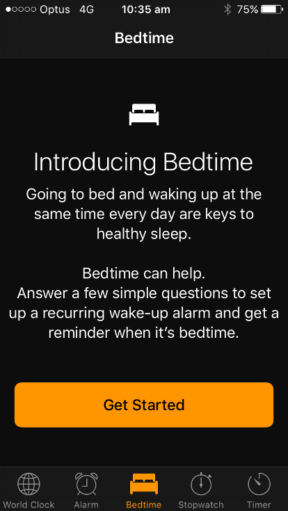 A screenshot of the bedtime function on an iphone