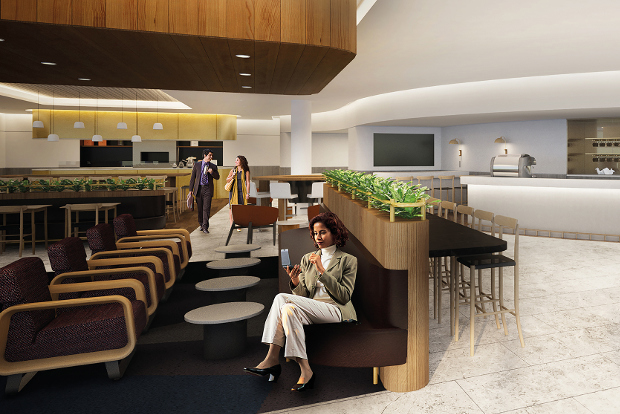 Artist render of the new domestic Qantas lounge