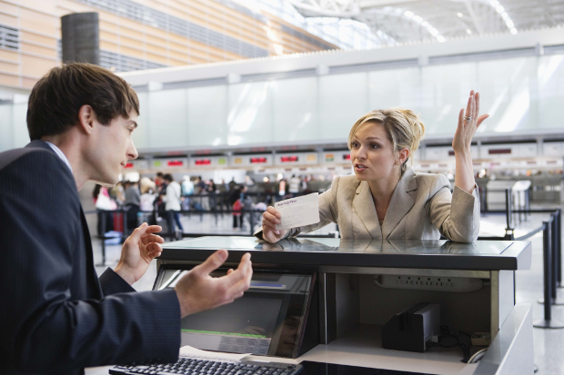 Angry traveller at airport
