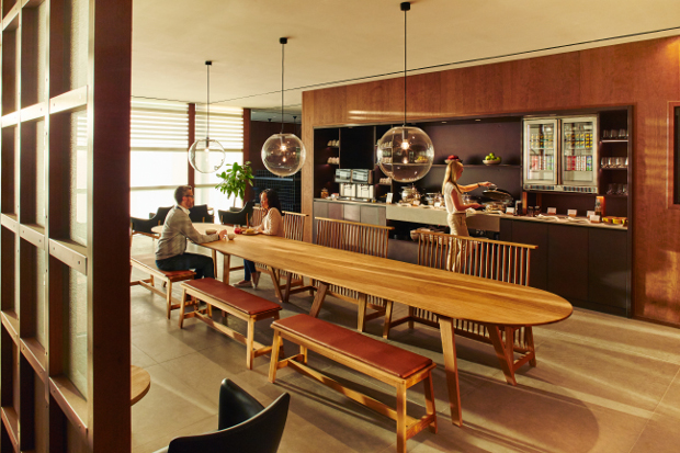 The dining area at Cathay Pacific's refurbished Heathrow lounge