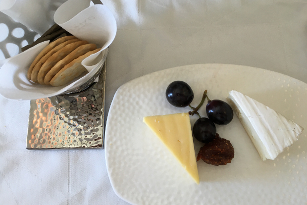 A cheese plate and crackers