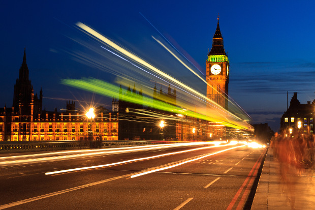 A night view of Big Ben and the Houses of Parliament in London