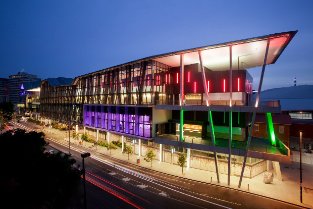 The Brisbane Convention & Exhibition Centre by night.