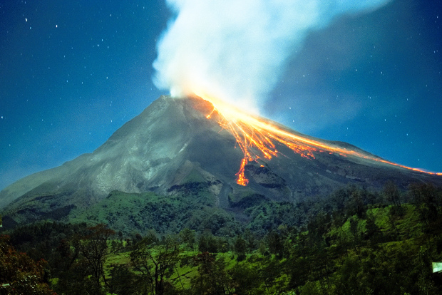 Indonesia's Mt Merapi volcano is an awesome sight from Merapi Golf Yogyakarta.