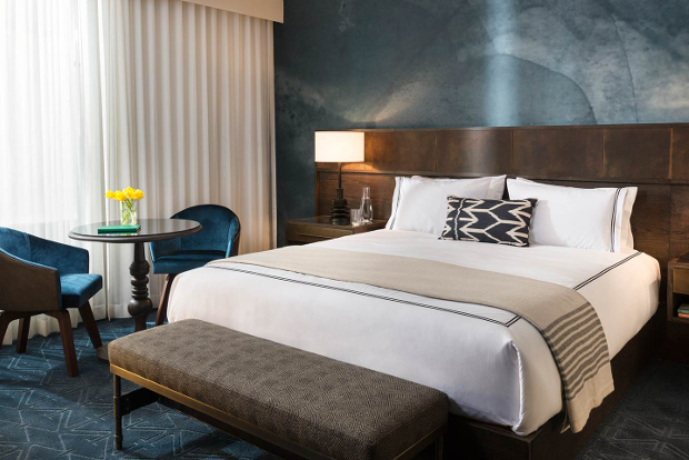 A view of the interior of one of the rooms at the Hotel Van Zandt