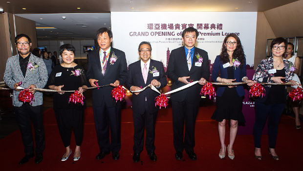 Cutting the ribbon on the opening of the new lounge
