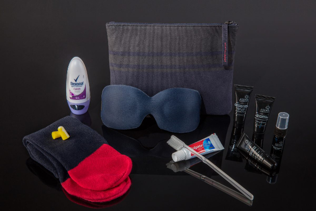 The Qantas First Class amenity kit