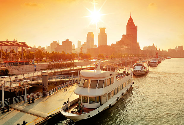 The sun sets on a spectacular Huangpu River cruise in Shanghai