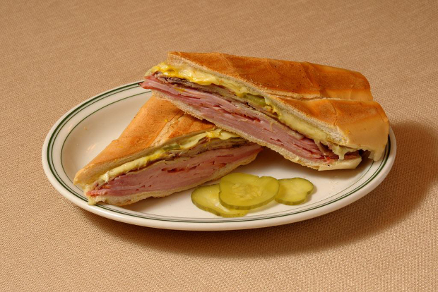 A Versailles Cuban sandwich on a plate