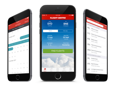 flight centre app screen