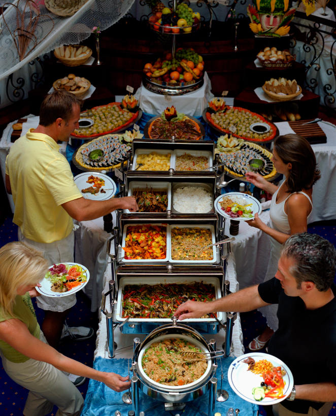 cruise ship buffet from above