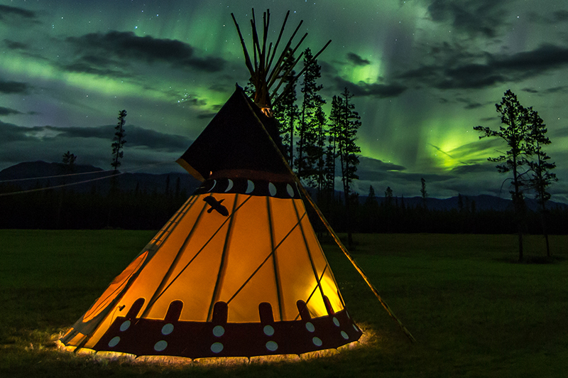 A tepee at Northern Lights Resort & Spa, YT