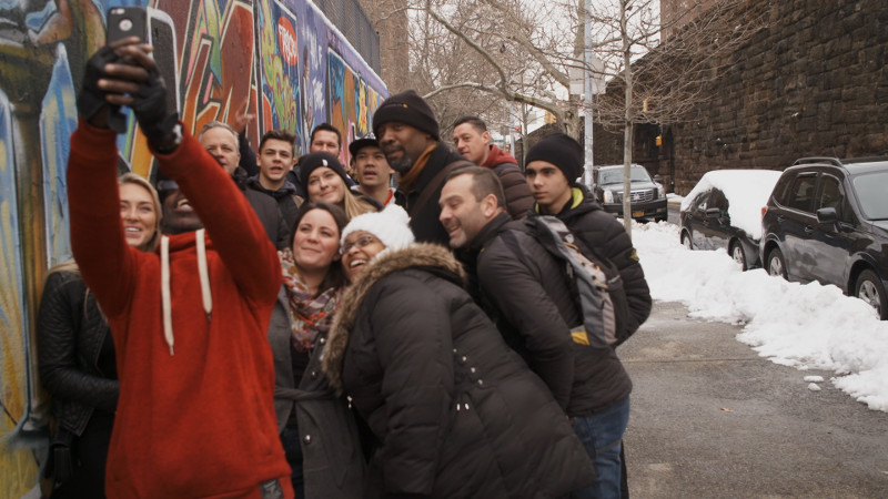 group posing for selfie in the bronx