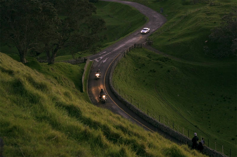 motorbikes on winding road