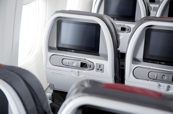 Seat back entertainment screens in Main Cabin