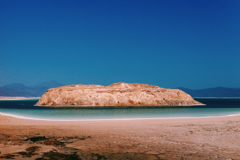 A salt island in Djibouti's Lac Assal. Image: Getty