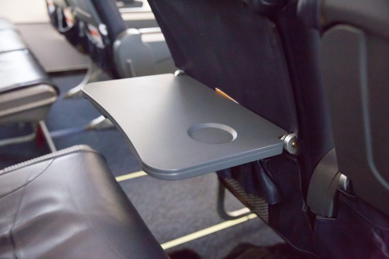A tray table on an airplane