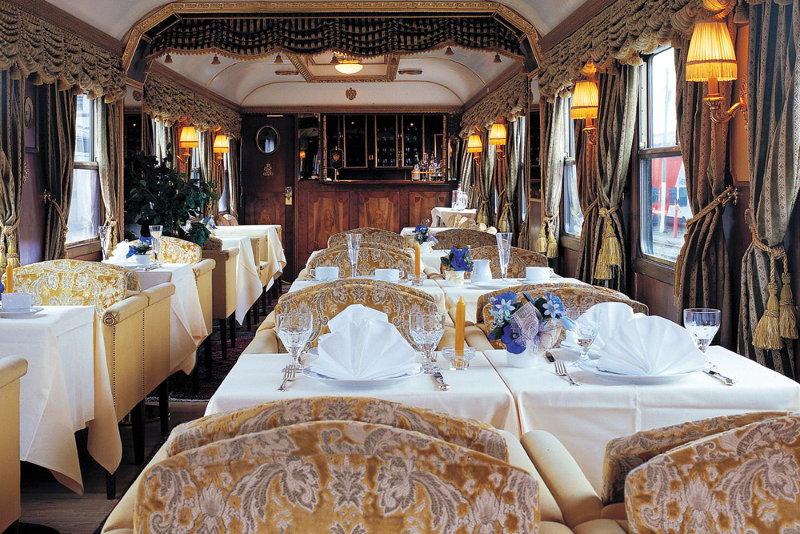 An interior shot of the Majestic Imperator luxury train.