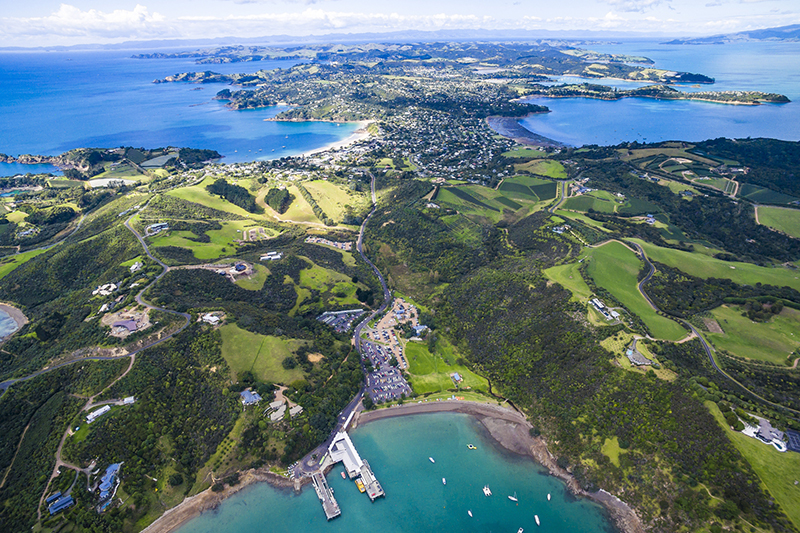 aerial shot of waiheke island