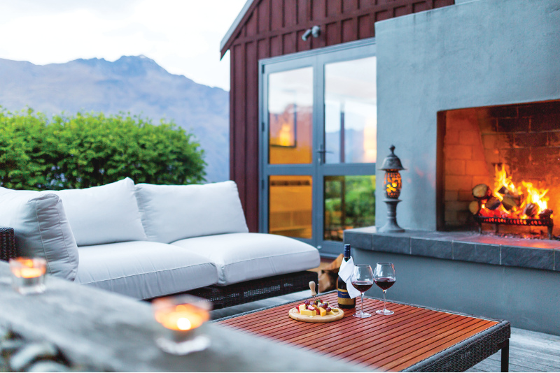 An outer deck off of a room at the Azure Lodge