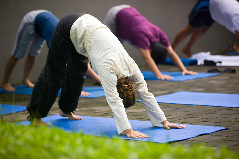 A group yoga class in Bali