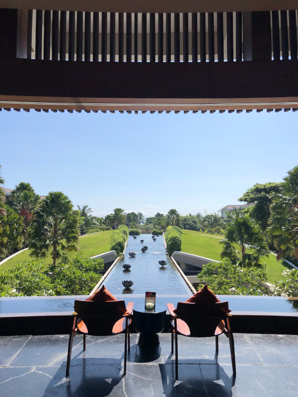 Two chairs and the view of a man-made water feature at the Sofitel Nusa Dua