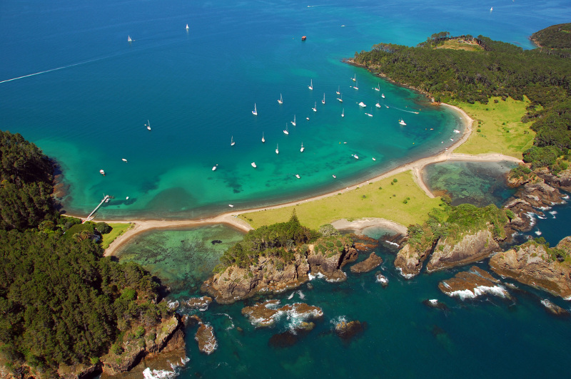 An aerial view of Roberton Bay