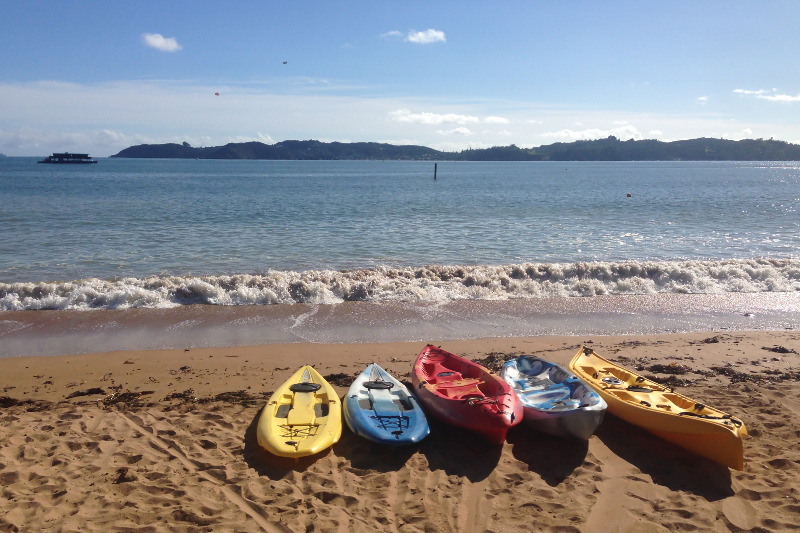 Kayaks sitting on a beach