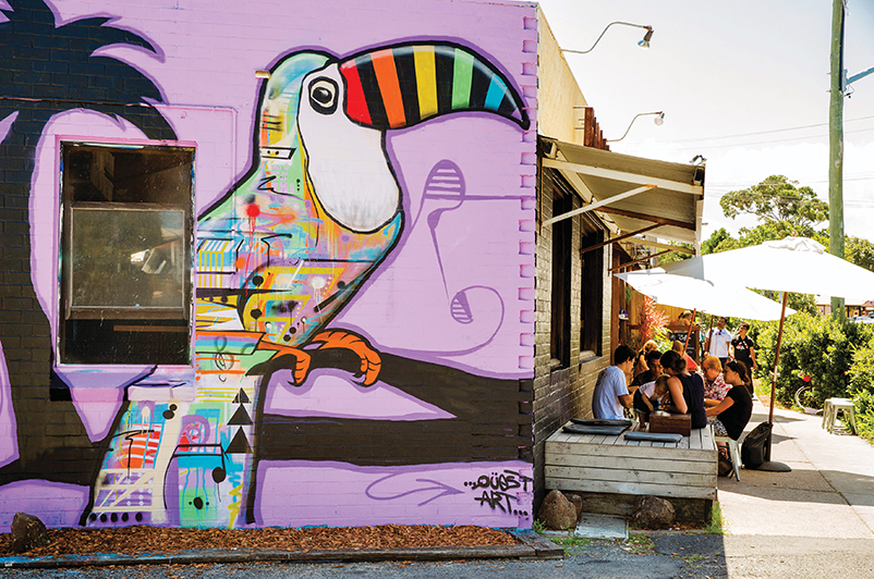 Bayleaf Cafe street art, Byron Bay