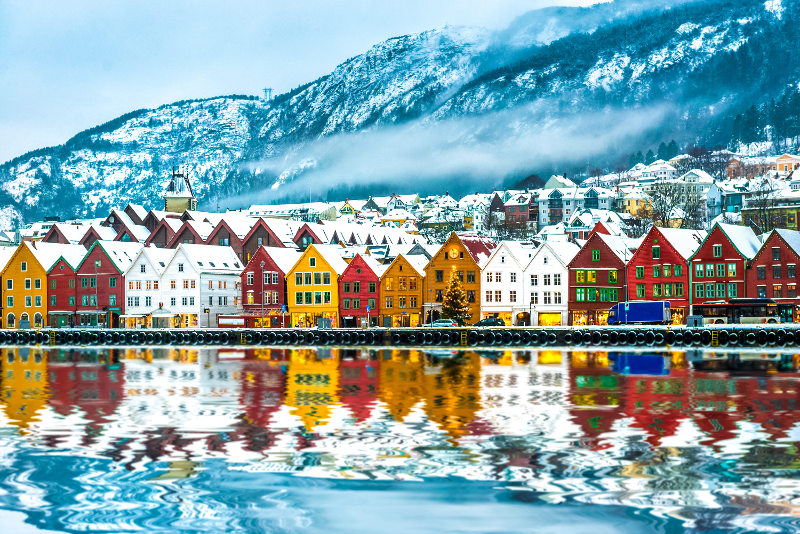 The colourful houses along Bergen's coast