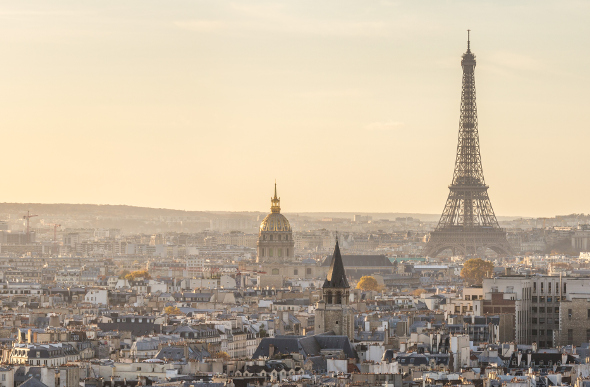 The Eiffel Tower and Sacre Coeur mark the Paris skyline.