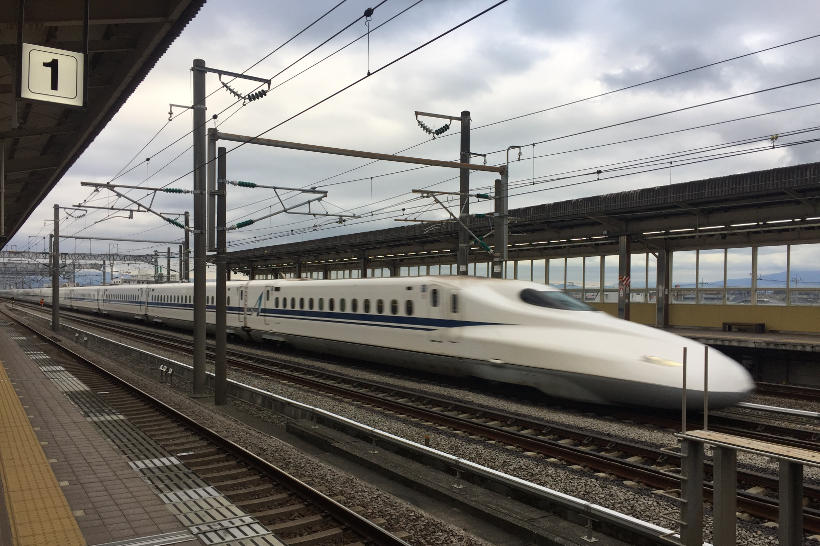 bullet train japan from station platform