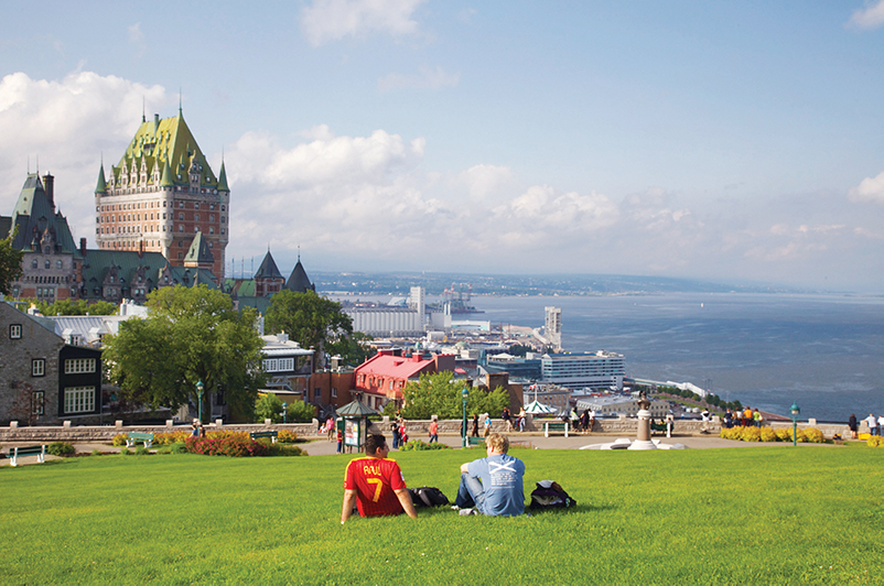 Tourists outside in Quebec City