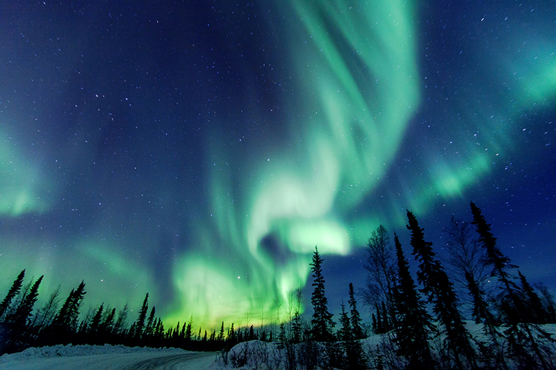 aurora borealis over yellowknife in canada