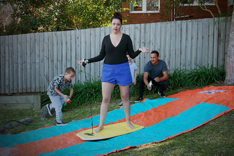 Woman in backyard