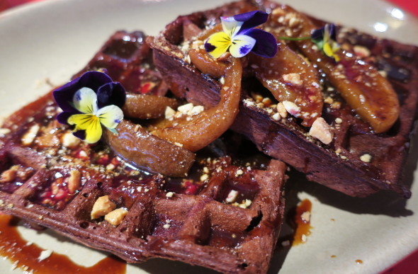 Close up of chocolate waffles