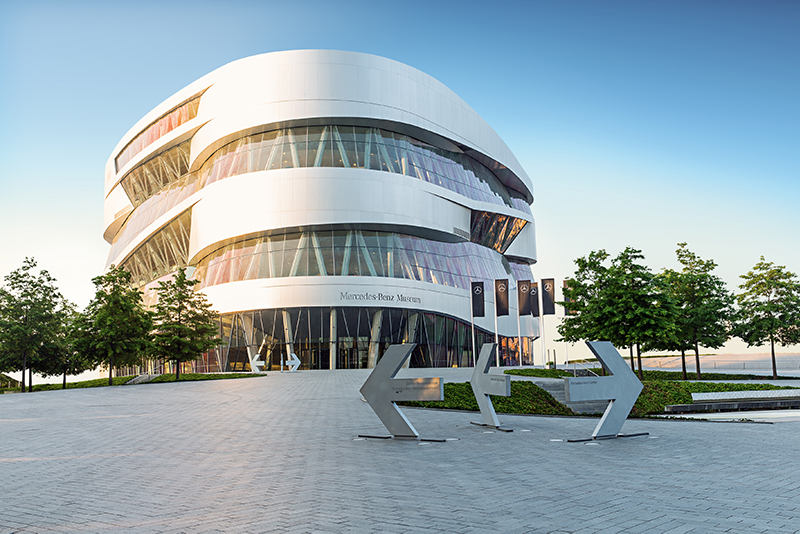 The exterior of the Mercedes-Benz Museum, Germany