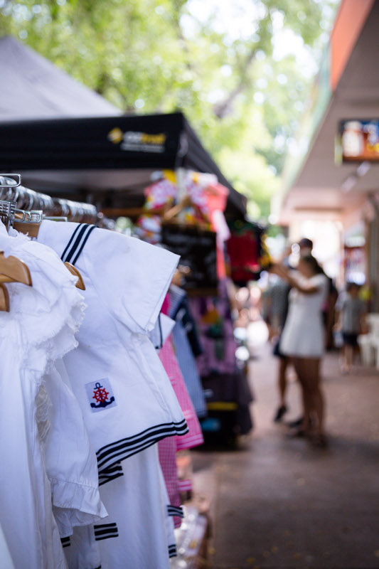 Clothing stall at Nightcliff Markets Darwin