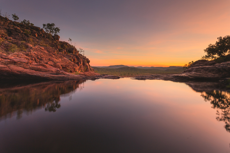 The top of Gunlom waterfalls in Kakadu National Park, Northern Territory.