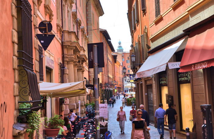 Bologna old town street italy
