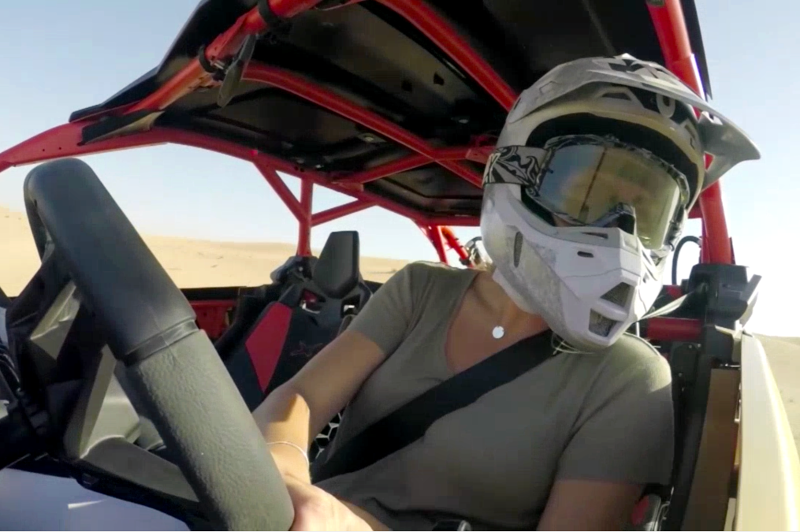 Greer driving dune buggy