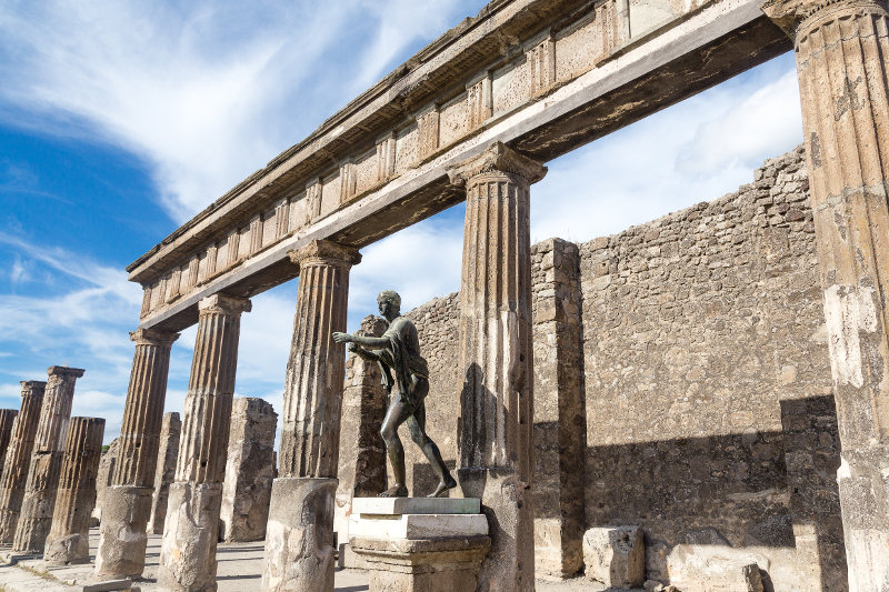 Vesuvius and the ruins of Pompeii.