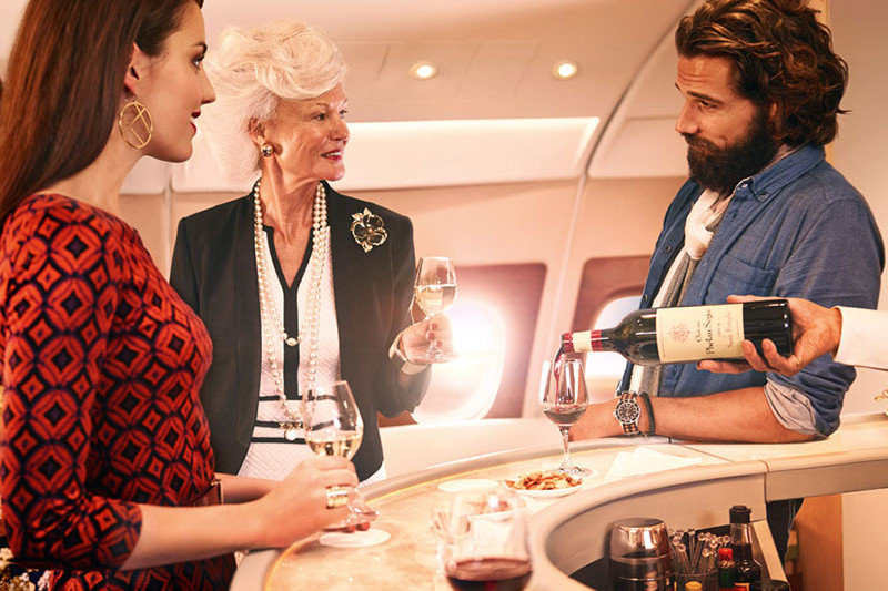 Emirates business class standup bar