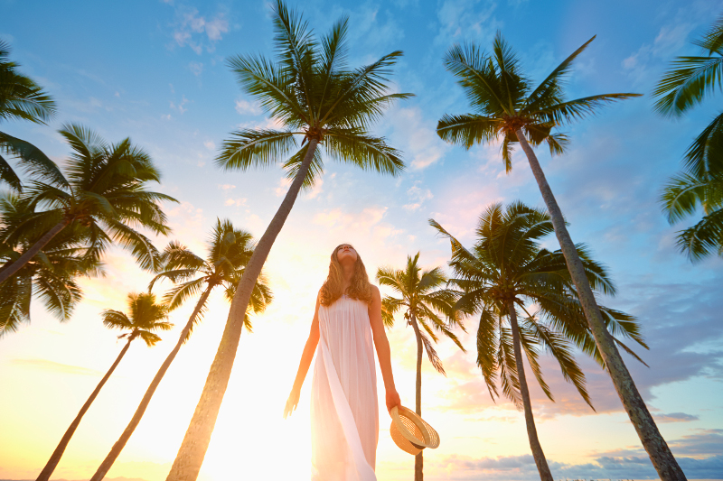 Woman on beach at Fiji.