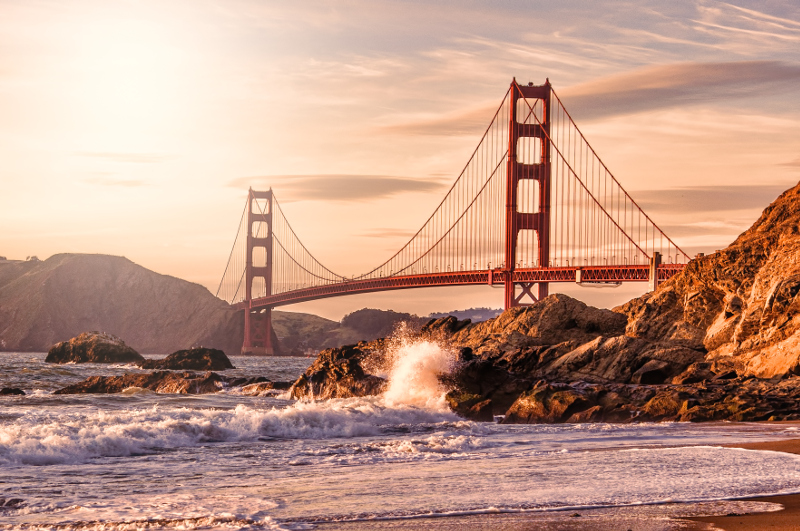 The Golden Gate Bridge.