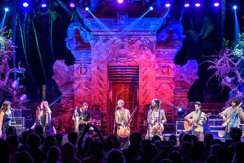 Music performers on stage at the Bali Spirit Festival.